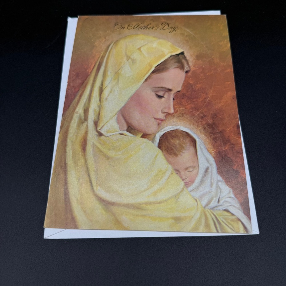 Vintage 1981‎ Mother's Day Card Virgin Mary & Baby Jesus Religious Unused NOS